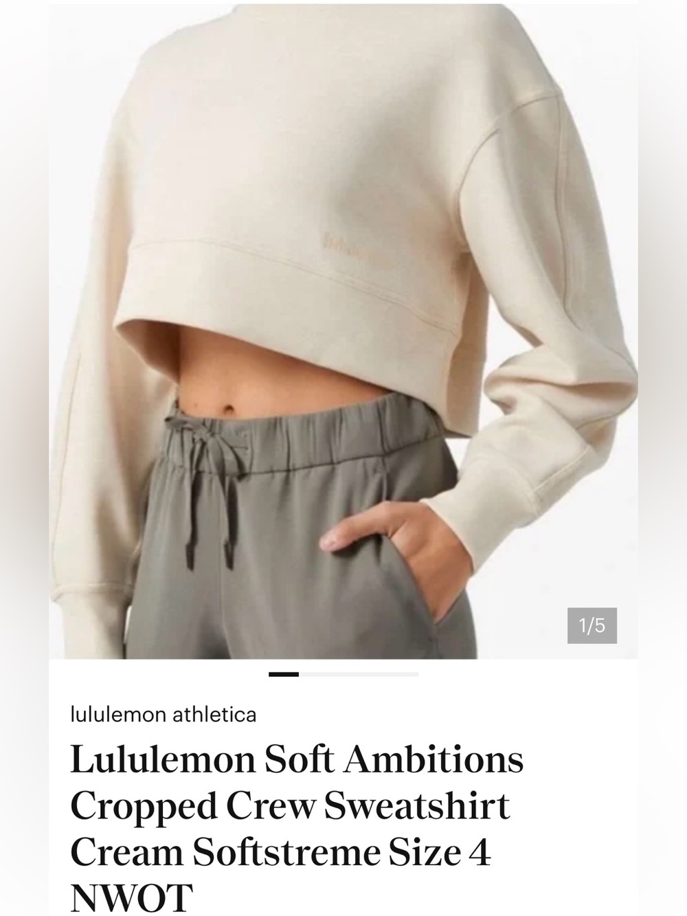 lululemon athletica Cropped Crew Sweatshirt - Cream
